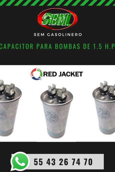 CAPACITOR PARA BOMBAS DE 1.5 H.P.