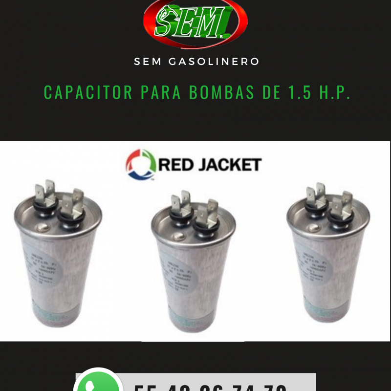 CAPACITOR PARA BOMBAS DE 1.5 H.P.