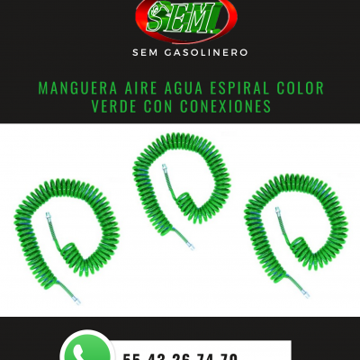 MANGUERA AIRE AGUA ESPIRAL COLOR VERDE CON CONEXIONES