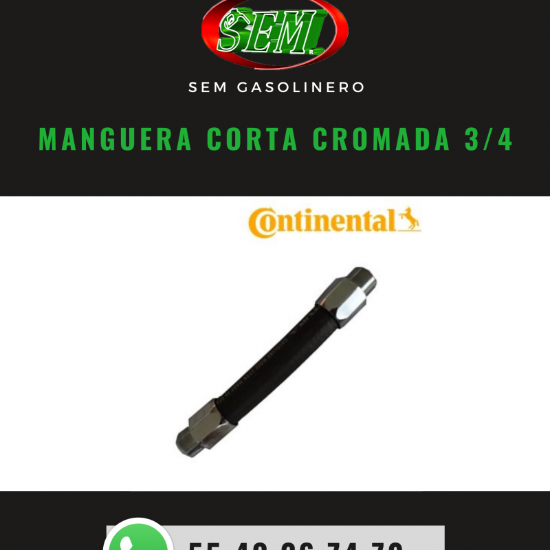 MANGUERA CORTA CROMADA 3/4