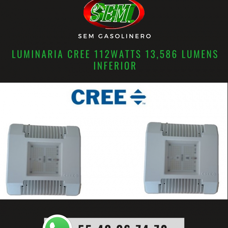 LUMINARIA CREE 112WATTS 13,586 LUMENS INFERIOR