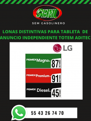 LONAS DISTINTIVAS PARA TABLETA  DE ANUNCIO INDEPENDIENTE TOTEM ADITEC