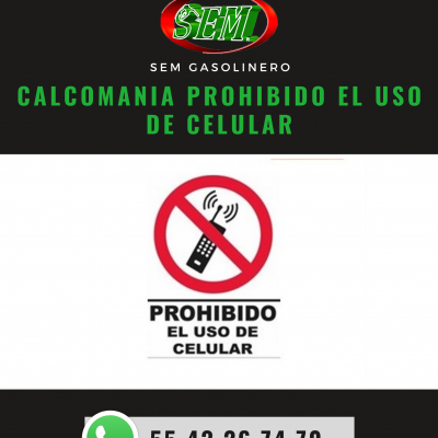 CALCOMANIA PROHIBIDO EL USO DEL CELULAR