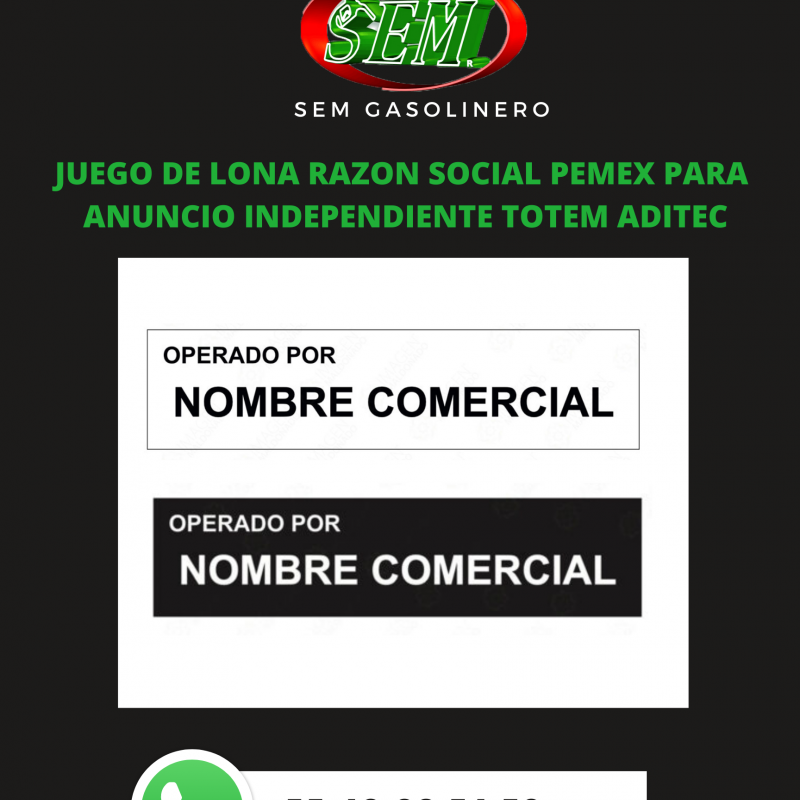 JUEGO DE LONA RAZON SOCIAL PEMEX