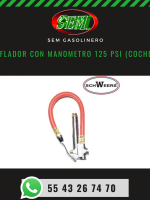 INFLADOR CON MANOMETRO 125 PSI (coches)