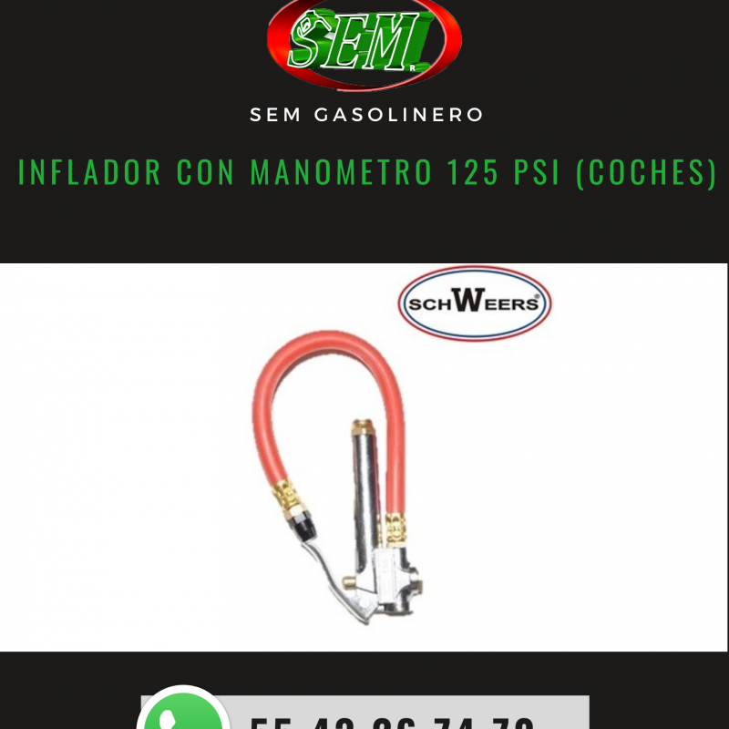 INFLADOR CON MANOMETRO 125 PSI (coches)