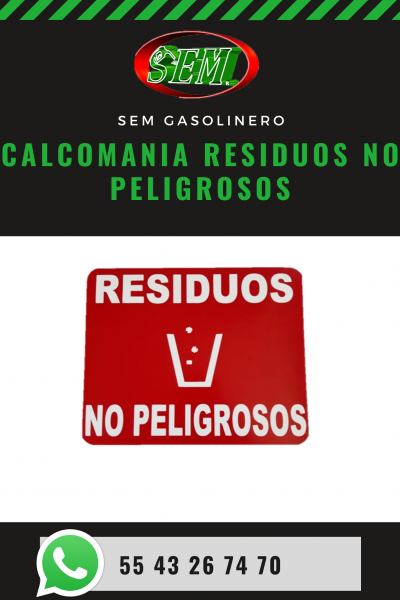 CALCOMANIA RESIDUOS NO PELIGROSOS