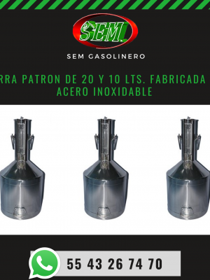 JARRA PATRON DE 20.0 LTS. FABRICADA EN ACERO INOXIDABLE