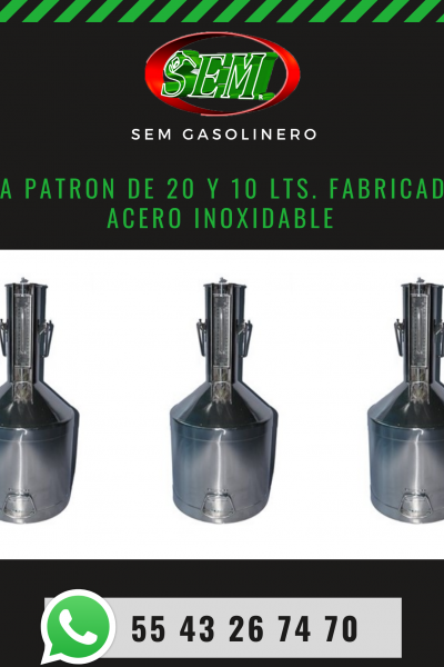 JARRA PATRON DE 20.0 LTS. FABRICADA EN ACERO INOXIDABLE