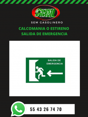 CALCOMANIA O ESTIRENO  SALIDA DE EMERGENCIA