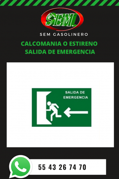 CALCOMANIA O ESTIRENO  SALIDA DE EMERGENCIA