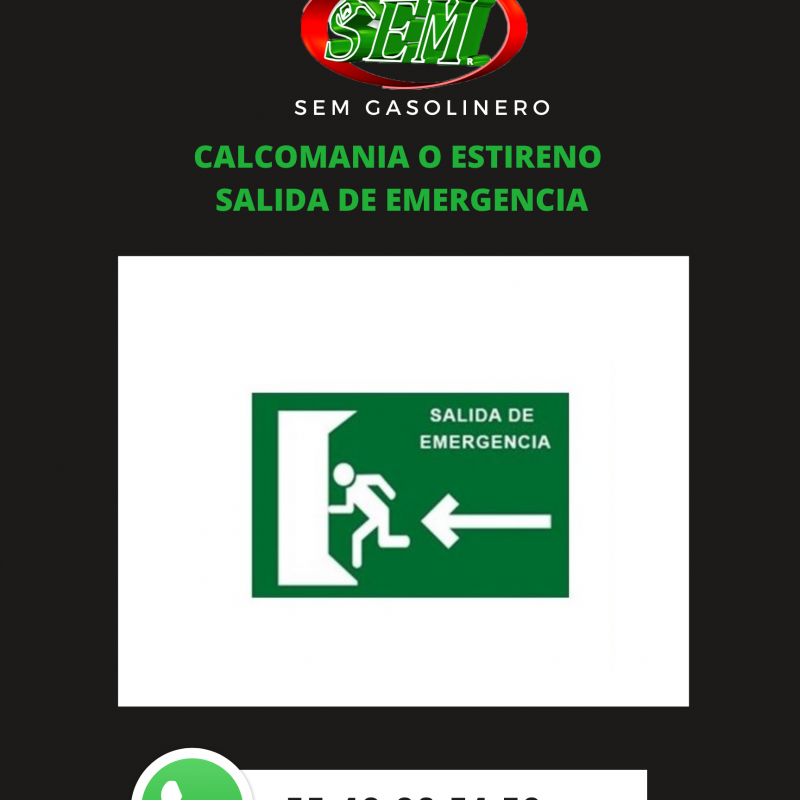 CALCOMANIA O ESTIRENO  SALIDA DE EMERGENCIA